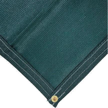 Green 10' x 16' 86% super shade mesh tarp featuring commercial corner support construction