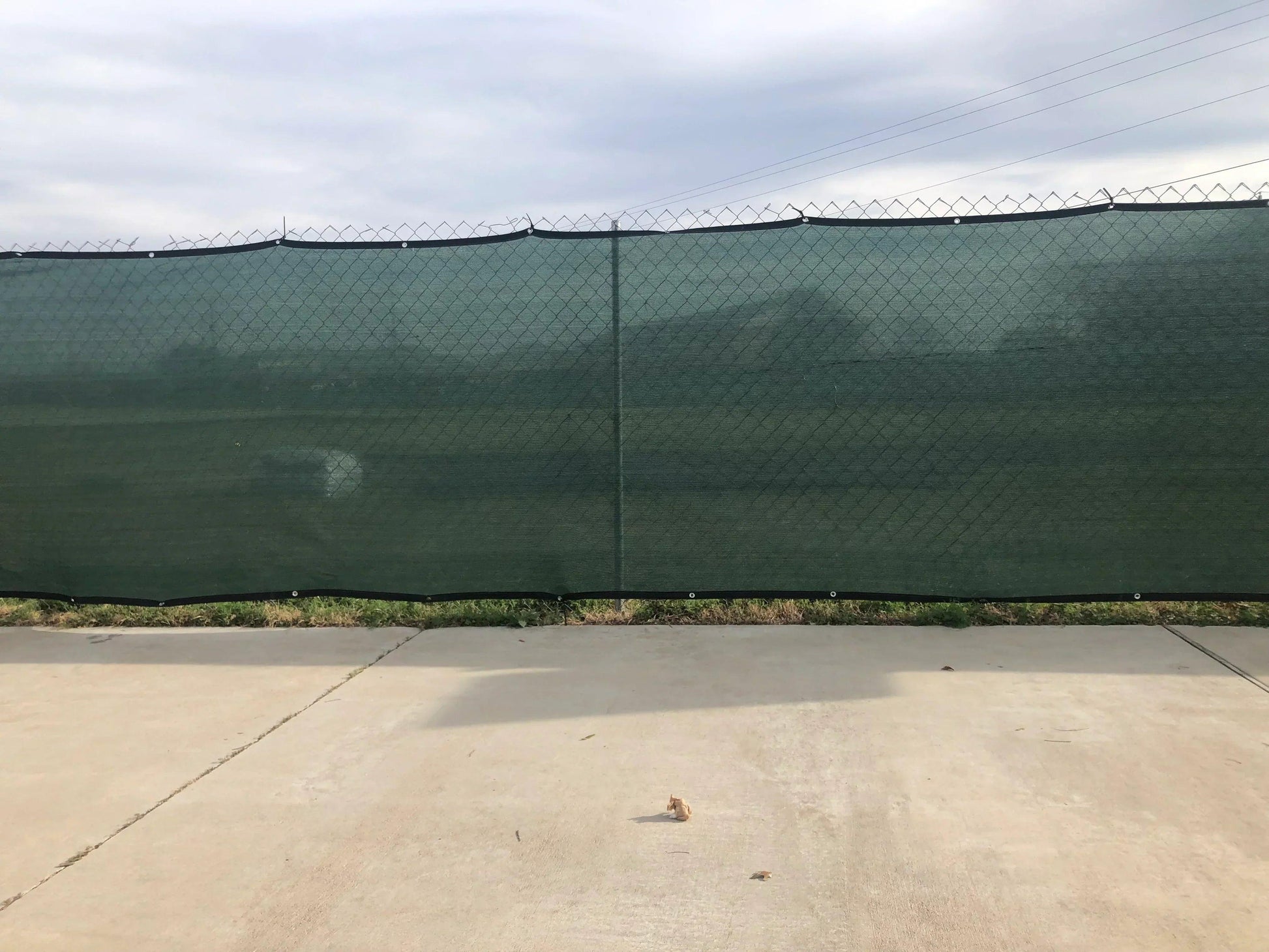 Green 6' x 50' 90% privacy fence mesh tarp providing yard privacy coverage