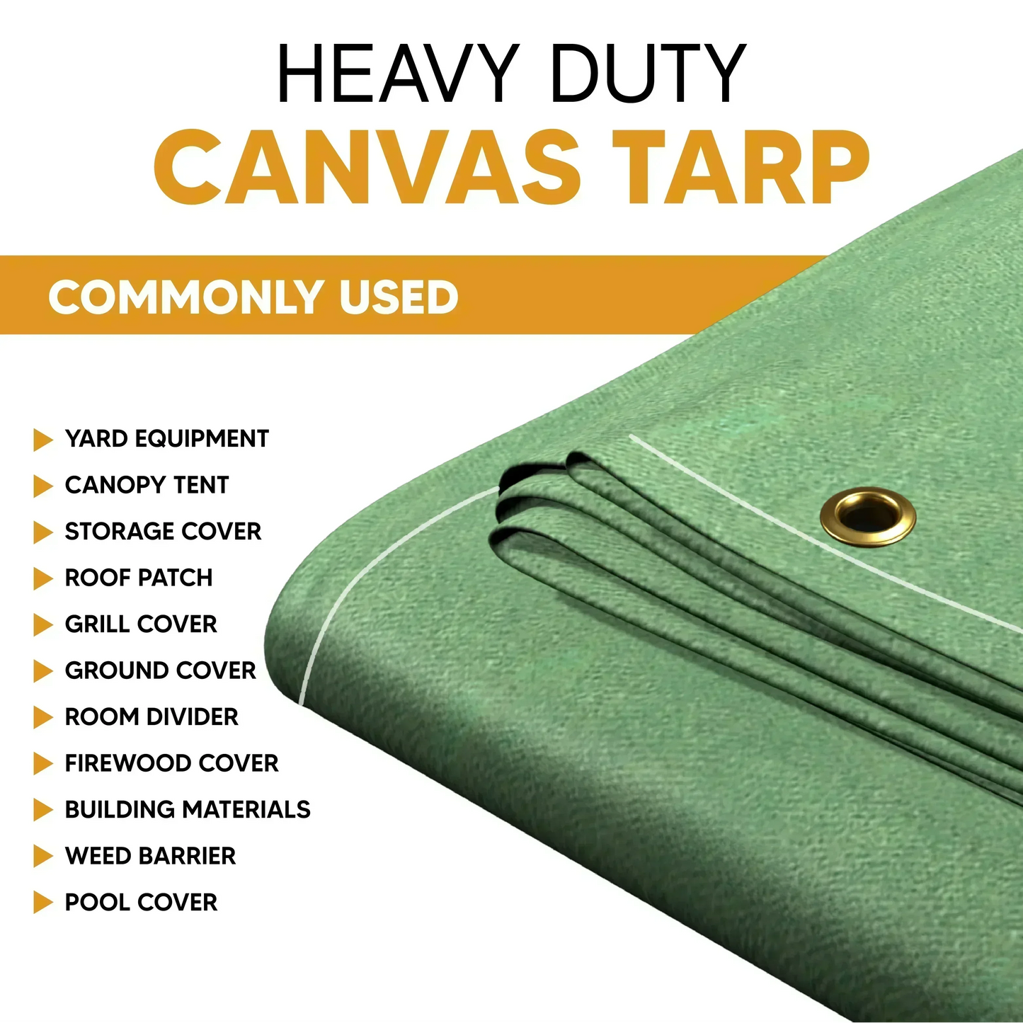Green 10' x 10' canvas tarp suitable for outdoor ground and utility coverage tasks