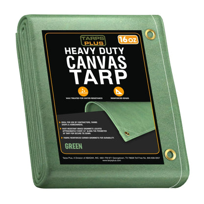 green 10' x 20' canvas tarp covering extended gardening setup