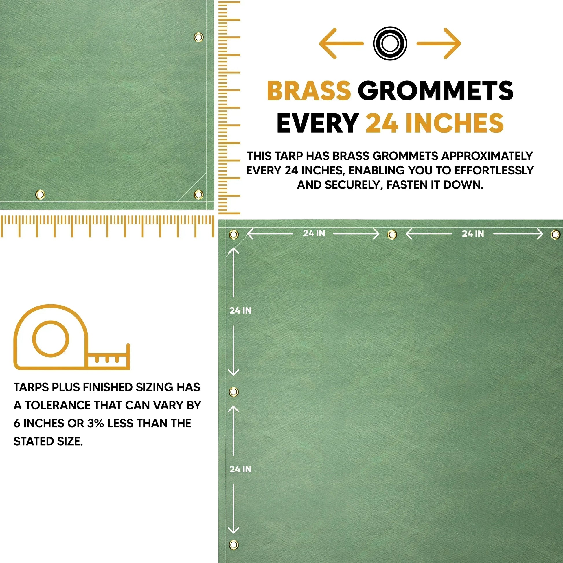 Green 6' x 20' canvas tarp featuring reinforced eyelets and stitched seam support