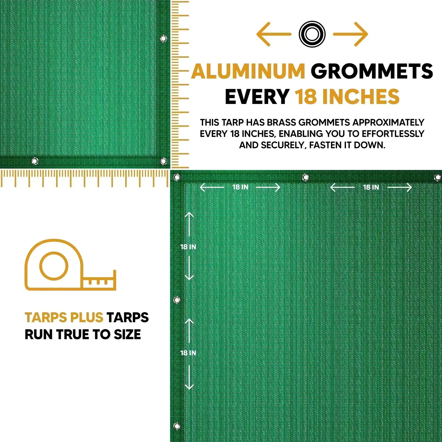 Green 8' x 16' mesh tarp with reinforced grommet edge system