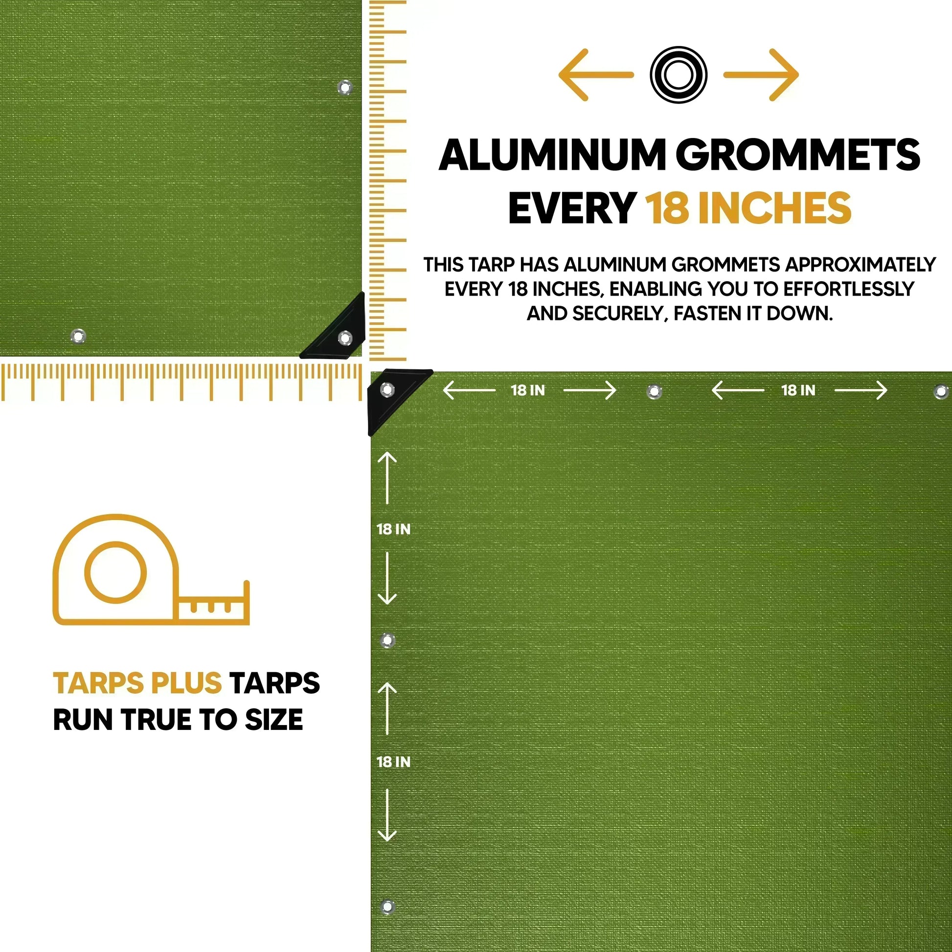 Green 8' x 10' heavy weather tarp built for utility shielding and outdoor defense applications