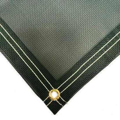 Green 14' x 20' vinyl mesh tarp featuring rugged grommet support and stitched hems