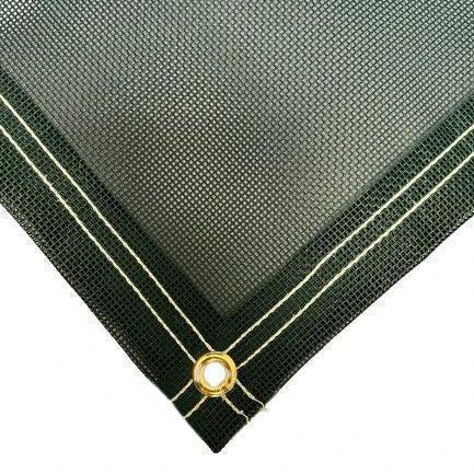 Green 30' x 40' vinyl mesh tarp featuring heavy corner support and secure fastening