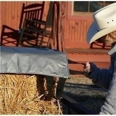Hay Tarp 48' x 60' with strengthened corner reinforcement for outdoor use