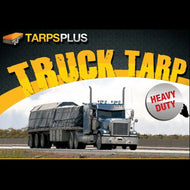 Heavy duty 16' x 27' 18oz lumber tarp with 4 drop rain flaps covering a flatbed truck