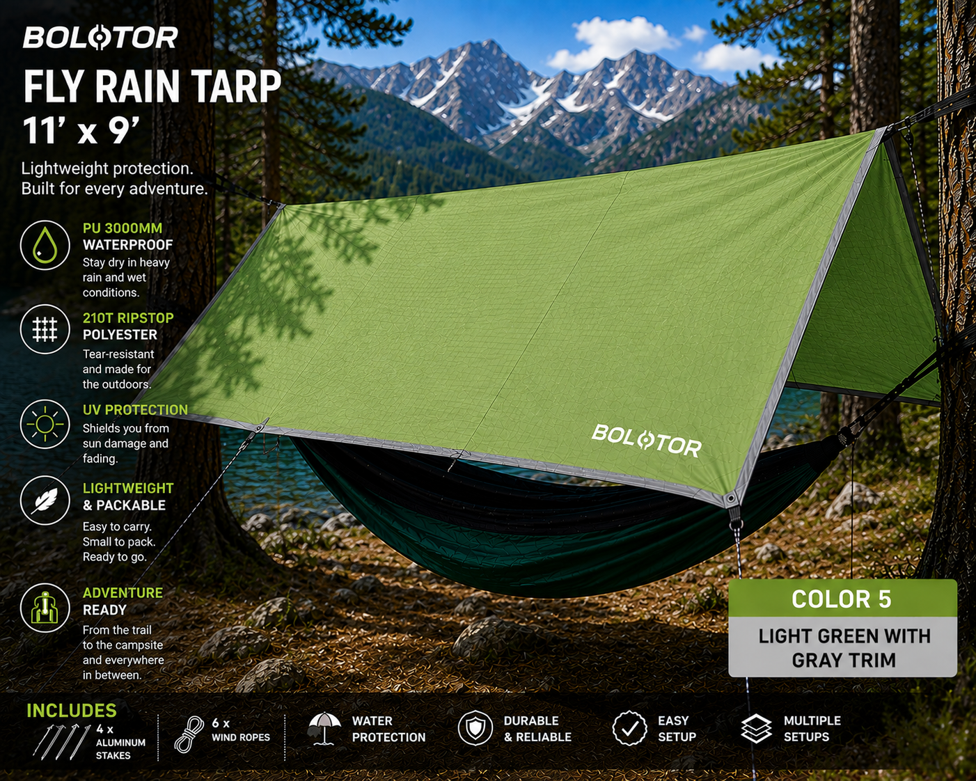 BOLOTOR Fly Rain Tarp - Army Green.