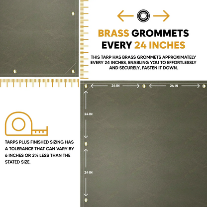 Olive Drab 10' x 12' canvas tarp suitable for outdoor utility surface protection