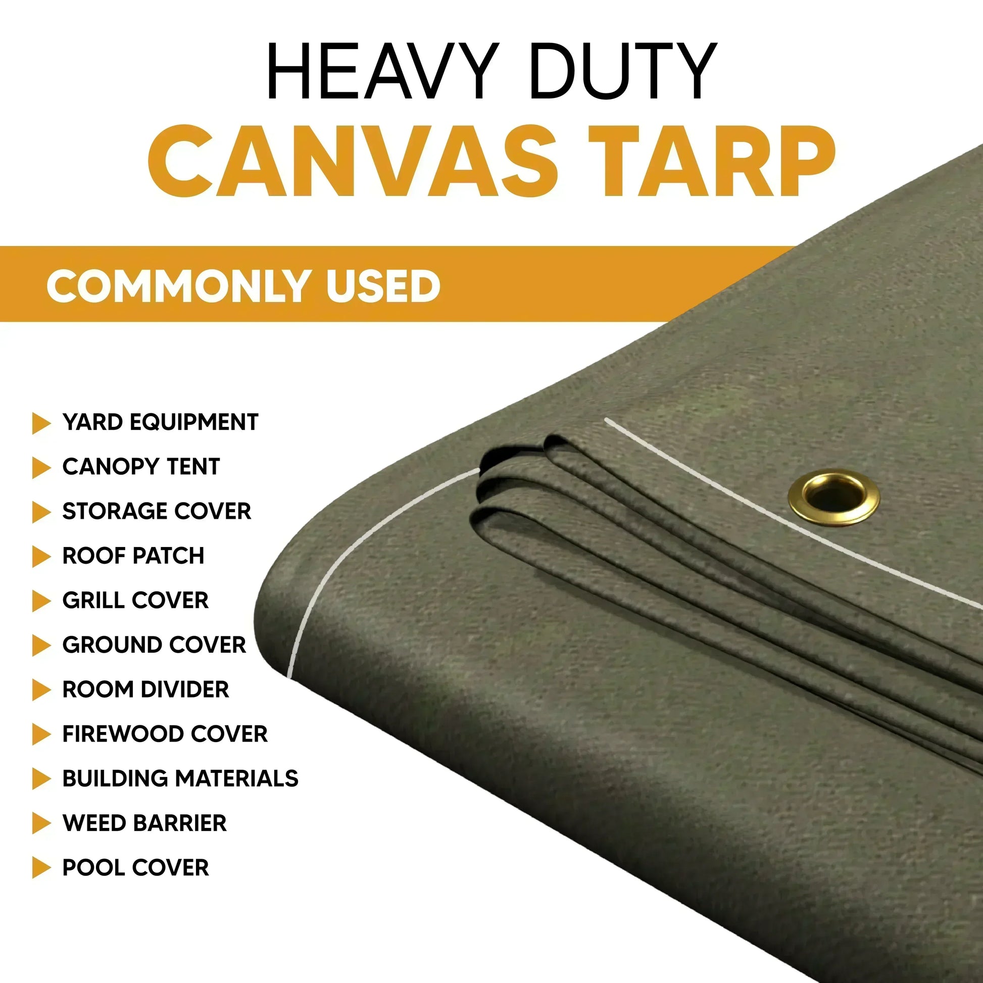 Olive Drab Canvas Tarp 6' x 20' by Tarps Plus