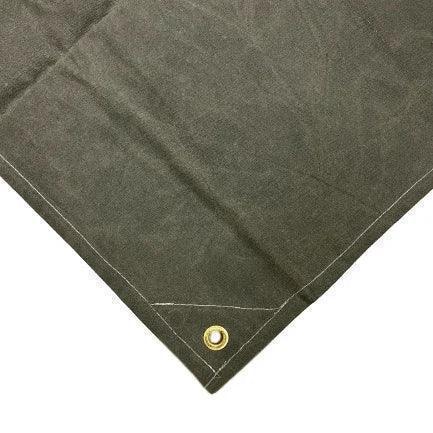 Olive Drab 8' x 12' folded canvas tarp displayed with durable utility material