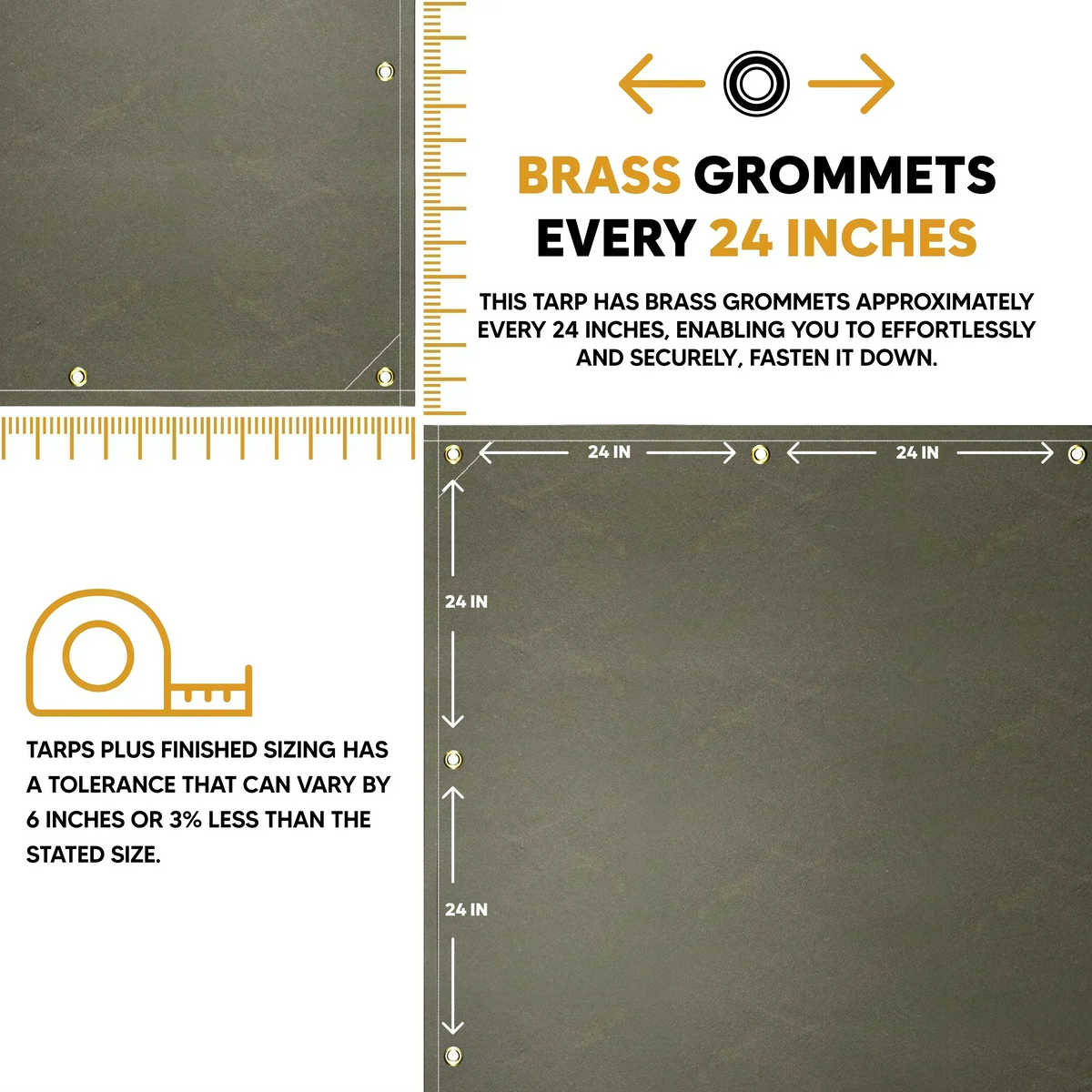 Olive Drab 8' x 12' canvas tarp suitable for outdoor utility surface coverage