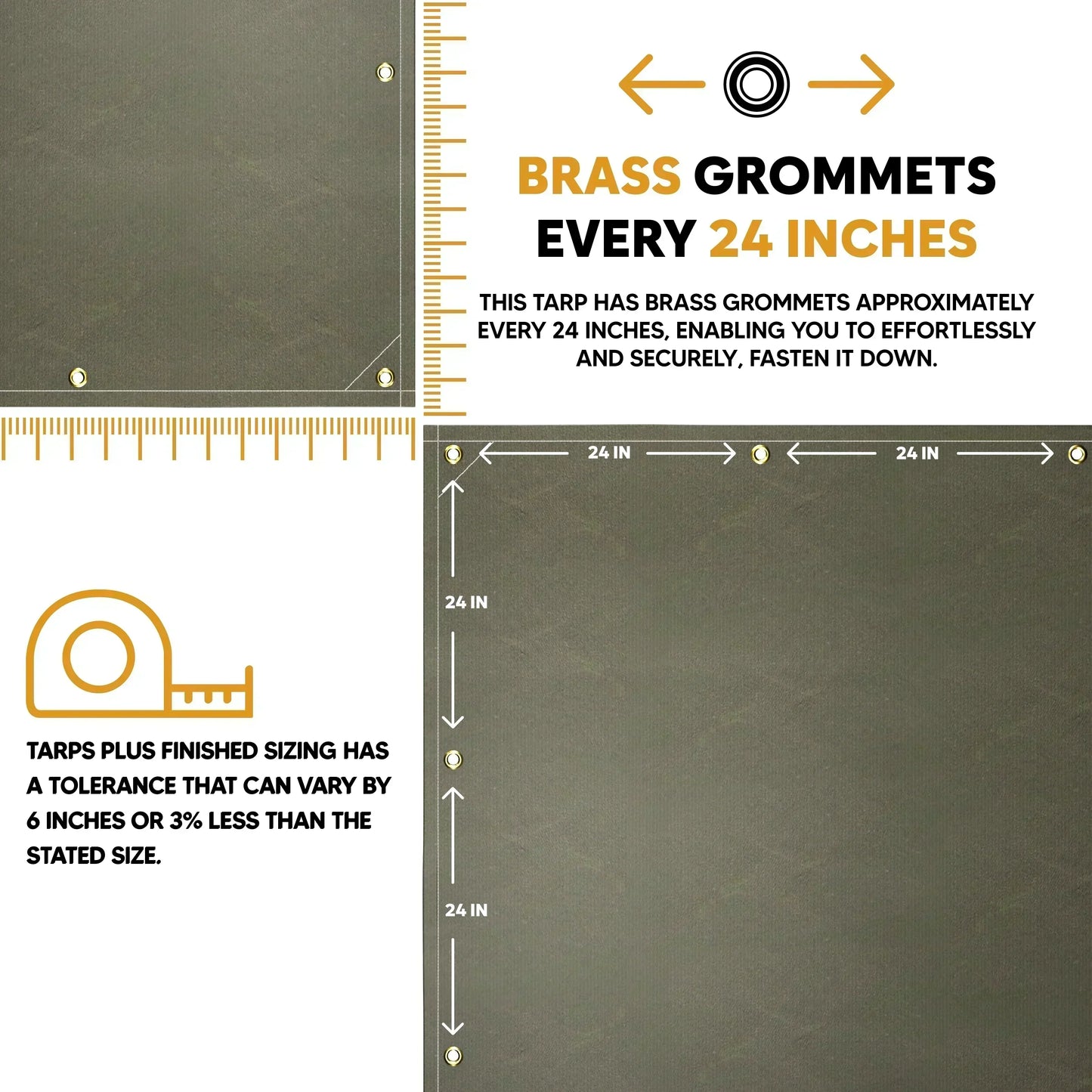 Olive Drab 8' x 12' fire retardant canvas tarp featuring reinforced grommets and stitched seams