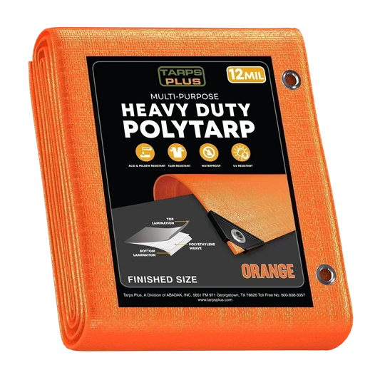 Orange 20' x 30' vibrant tarp designed for outdoor utility and protective coverage tasks