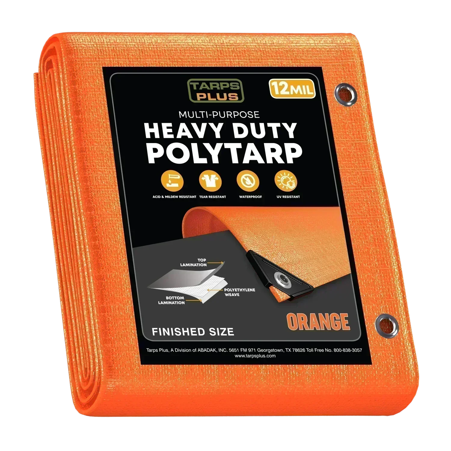 orange 30' x 30' poly tarp large square display