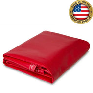 Red 14' x 20' 10oz vinyl tarp providing premium outdoor barrier protection