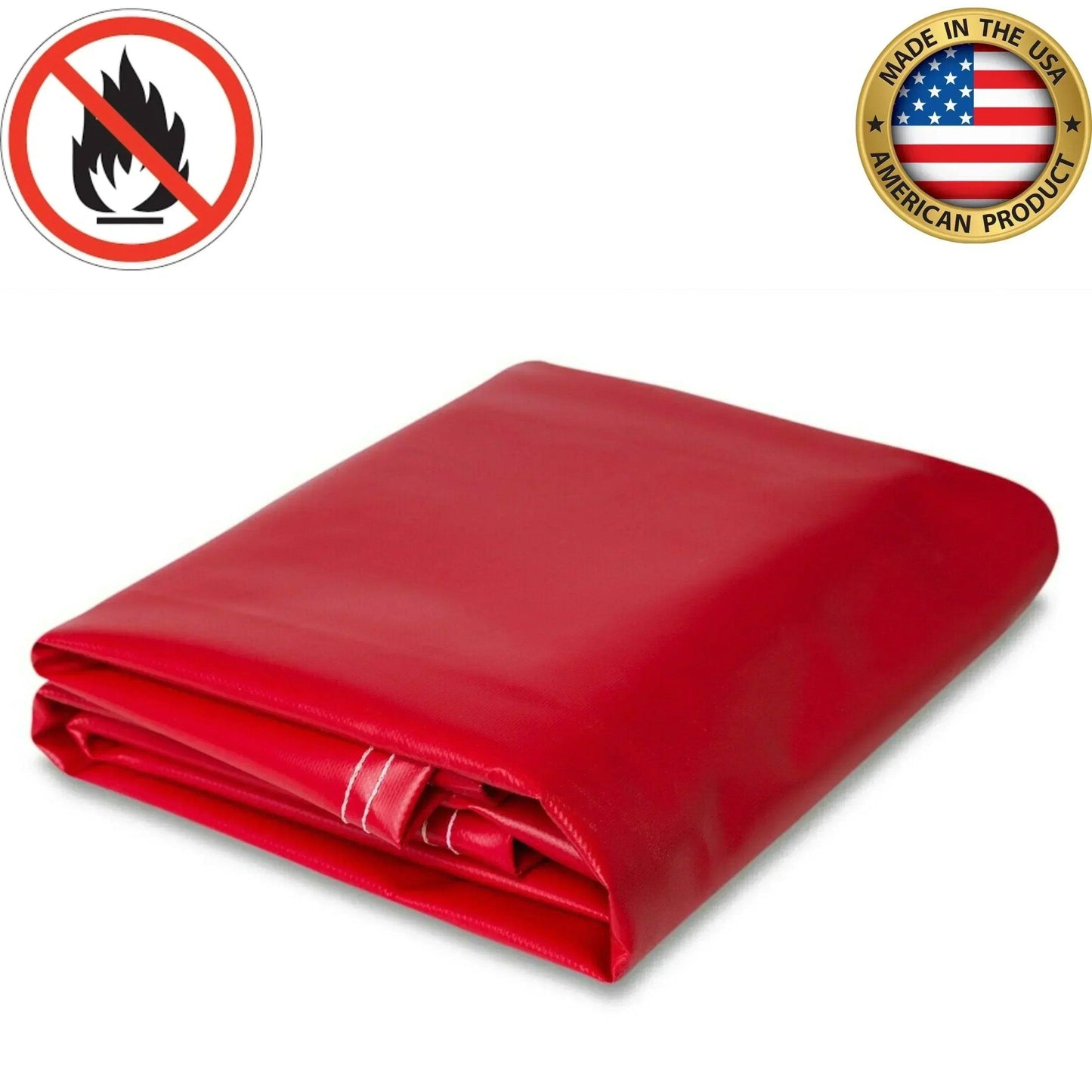 Red 12' x 16' 18oz flame retardant vinyl tarp featuring high strength fire protection