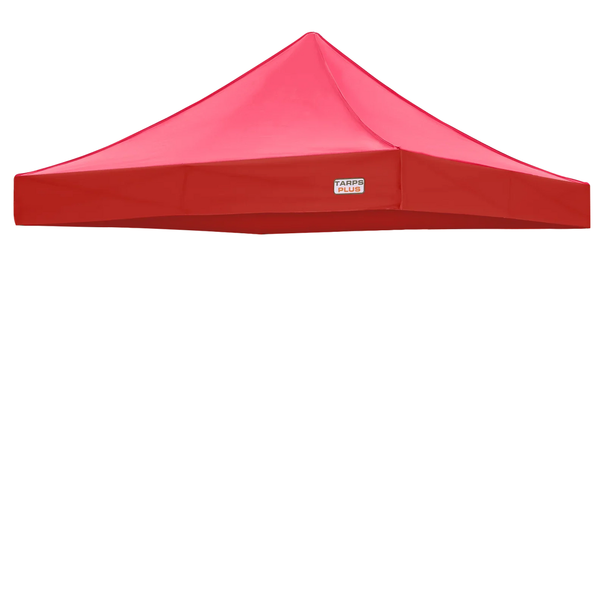 Red 10' x 10' pop-up tent top providing portable event roof coverage