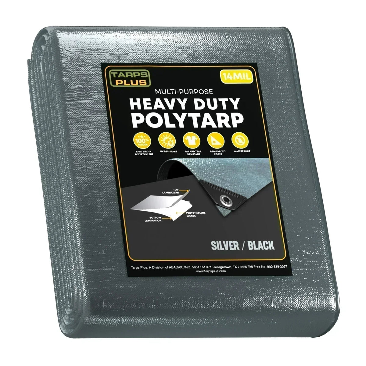Silver/Black Poly Tarp 100' x 100'