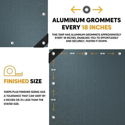Silver Black 100' x 100' heavy weather tarp built for utility shielding and outdoor defense applications