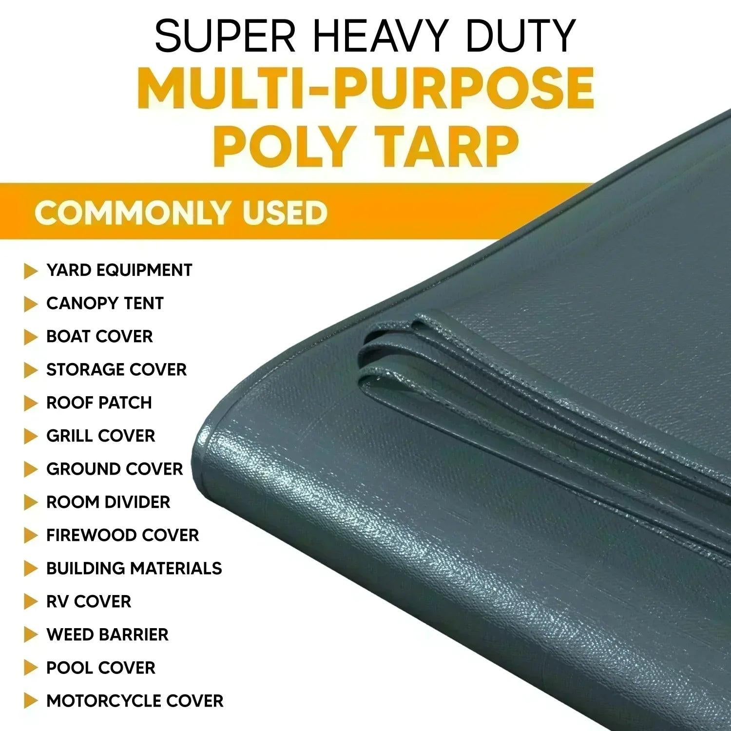 Silver/Black Poly Tarp 12' x 20' by Tarps Plus