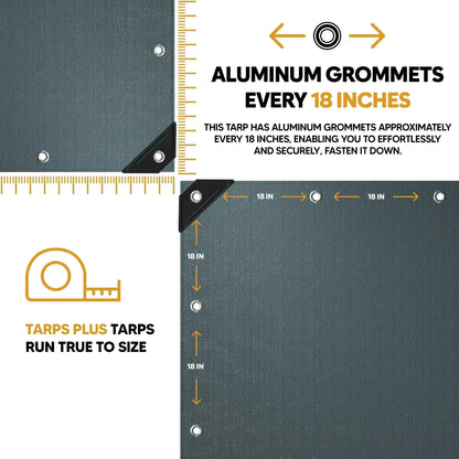 Silver Black 20' x 20' heavy weather tarp built for utility shielding and outdoor defense applications