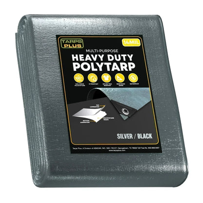 Silver Black 50' x 100' dual tone tarp designed for outdoor utility and weather protection coverage