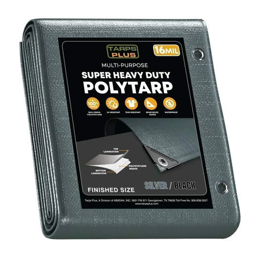 Silver Black 40' x 50' dual surface tarps designed for outdoor utility and protective coverage tasks