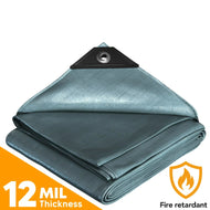 10' x 10' Silver Fire-Retardant Tarp shown for general tarp applications
