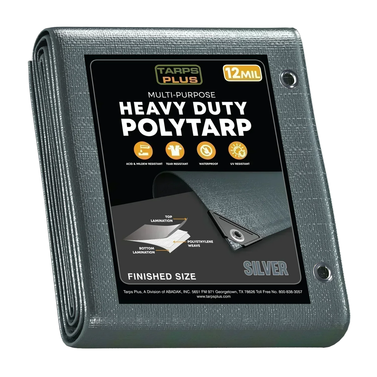 Silver Poly Tarp 16' x 20' by Tarps Plus