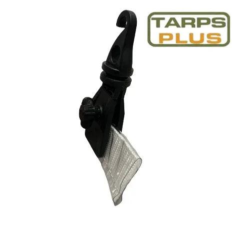 Swivel tarp clip 4 pack featuring grip jaw fastener construction