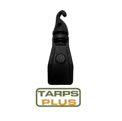 Swivel tarp clip 4 pack showing locking clip profile and hook design