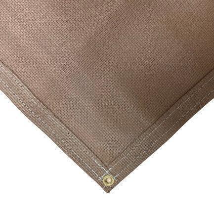 Tan 12' x 20' 86% super shade mesh tarp featuring rugged corner anchor support