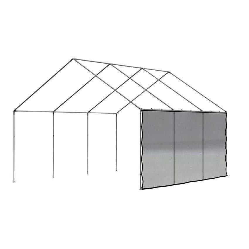 Tan 6' x 10' mesh side wall serving as a compact shelter screen