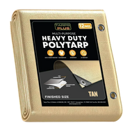 Tan 20' x 40' large storage tarp designed for outdoor protection and utility coverage