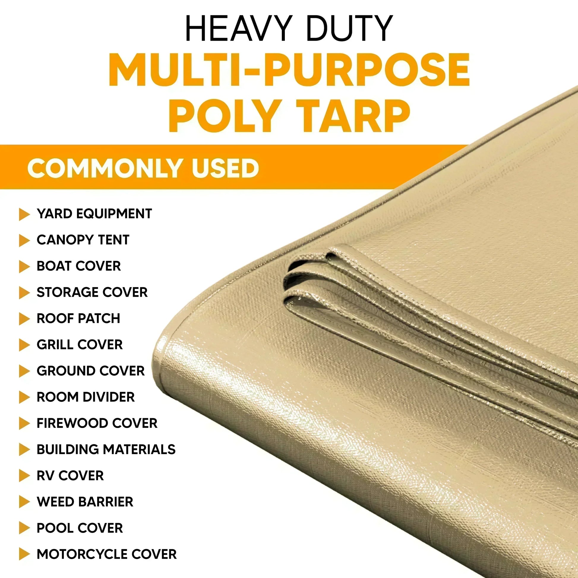 Tan Poly Tarp 7' x 16' by Tarps Plus