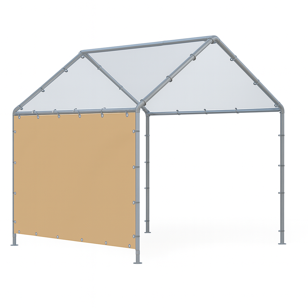 Tan 7' x 16' side wall used as a structure side covering
