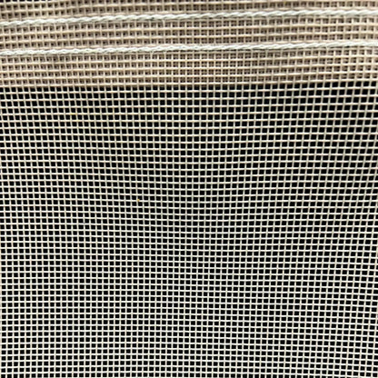 Tan 6' x 8' vinyl mesh tarp displaying coated weave construction and durable trim