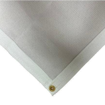 White 10' x 10' 86% super shade mesh tarp featuring commercial corner panel construction