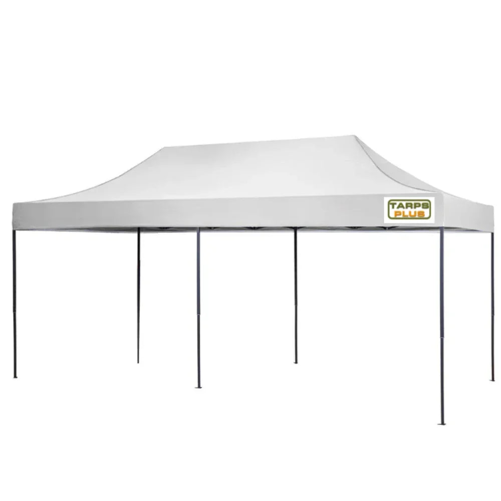 White 10' x 20' Diamond pop-up tent creating shade for a family gathering