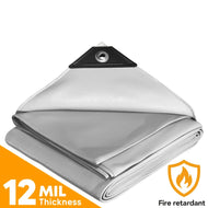 8' x 20' White Fire-Retardant Tarp covering stored materials