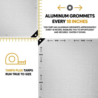 Heavy white polyethylene tarp designed for outdoor utility and weather defense projects