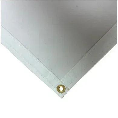 White 10' x 10' polyester waterproof canvas tarp with waterproof reinforced corner design