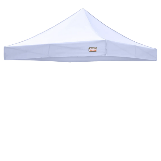 White 10' x 10' pop-up tent top creating instant shelter canopy coverage
