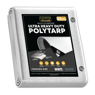 White Silver 10' x 16' extra coverage tarp designed for outdoor utility and protection tasks