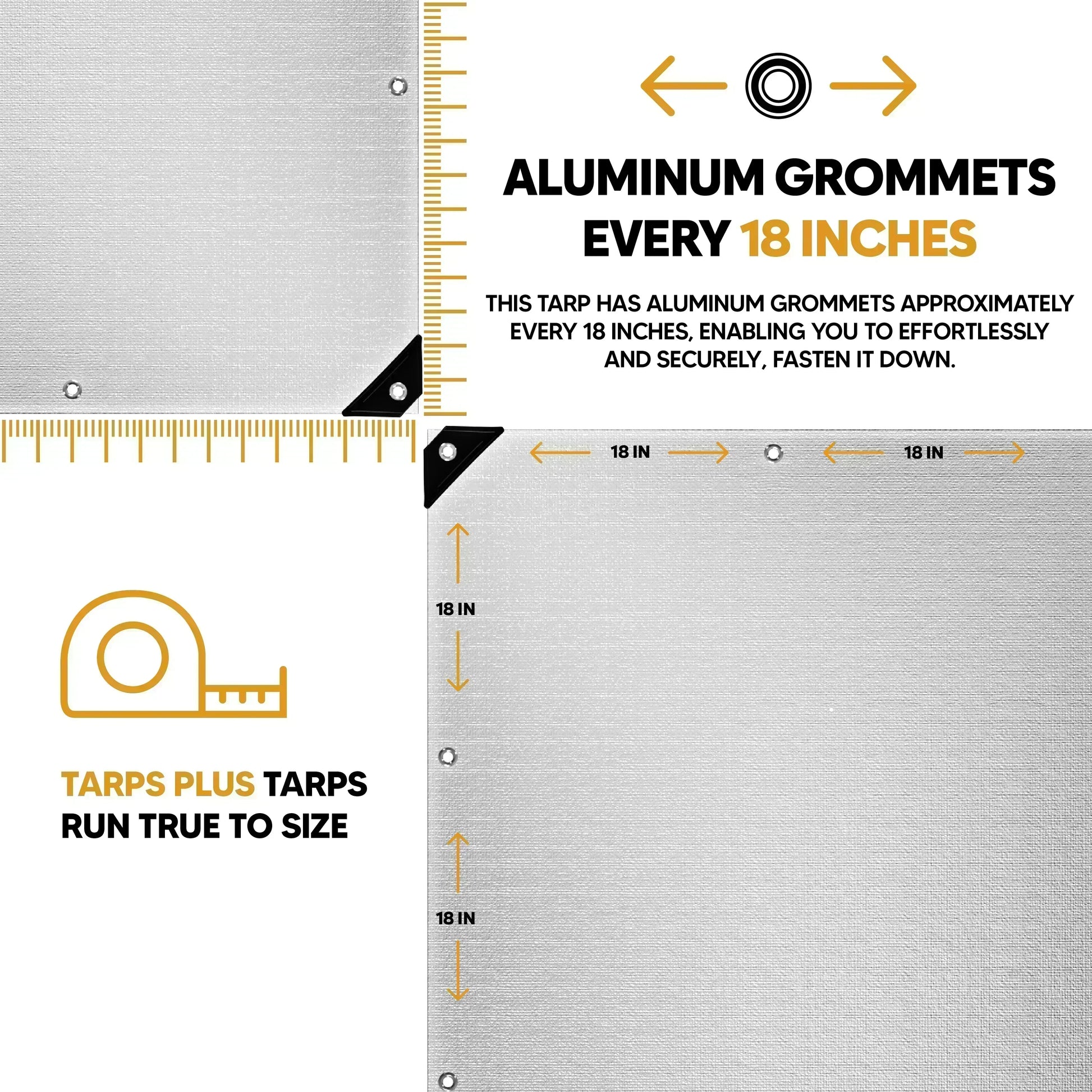 White Silver 30' x 50' light tarp suitable for surface coverage and outdoor separation tasks