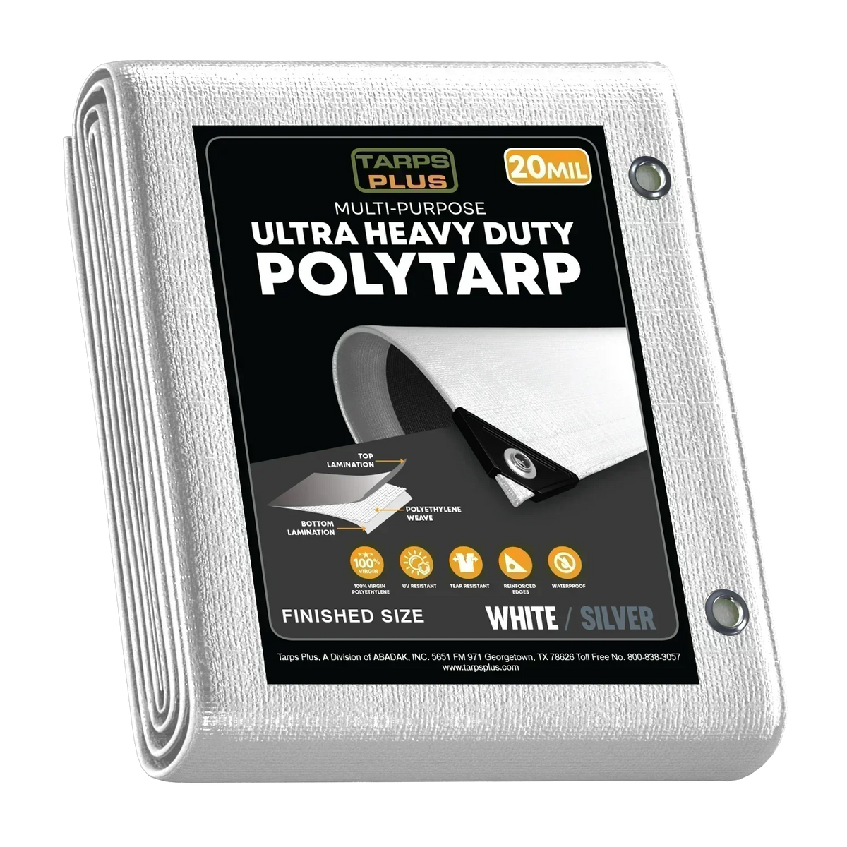 tarp 6x8 White/Silver Poly 6' x 8' Länge:250 Beschattung der Terrasse bei battery duty tarp measures 6