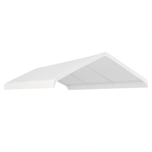 White 12' x 16' valance tarp creating coverage for an event space