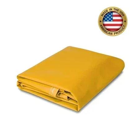Yellow 18 oz. super vinyl tarp 8' x 10' providing rugged storage cover performance