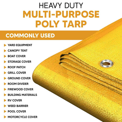Yellow 14' x 20' bold tarp suitable for surface coverage and outdoor separation tasks
